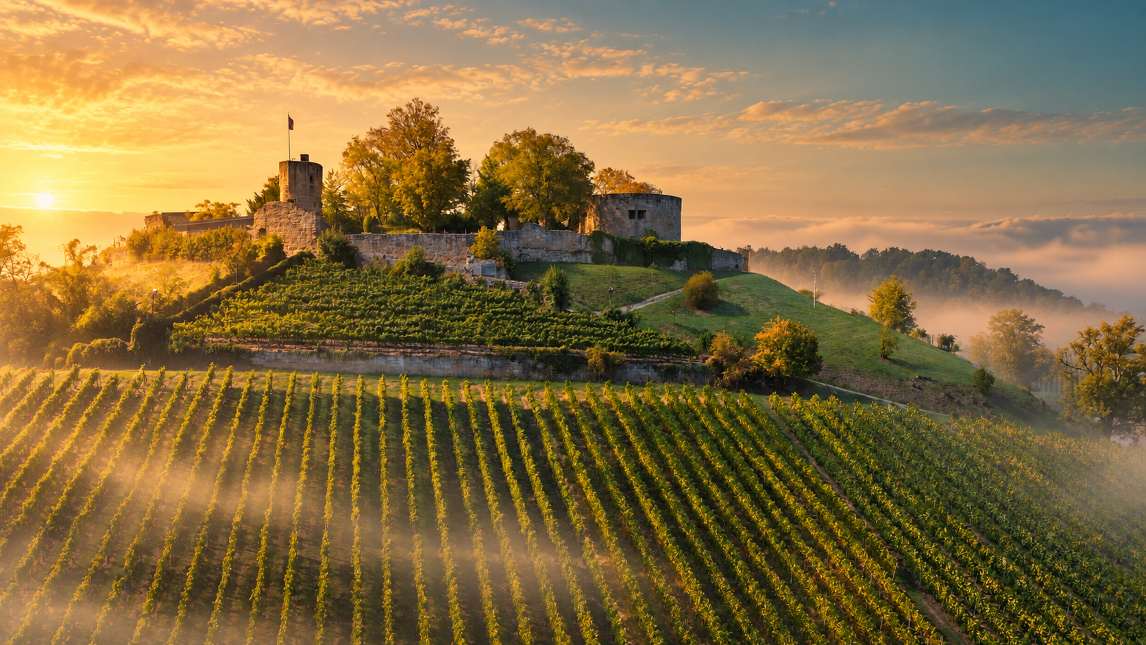 Burgruine Weibertreu mit Weinbergen bei Weinsberg